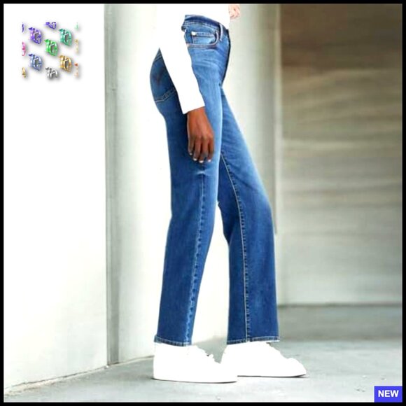 High Rise Straight Leg Ankle Jeans Vintage Inspired Classic Fit Chic - Picture 4 of 5